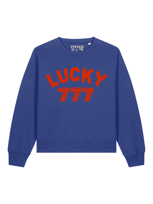 Boxy Sweater Lucky 777 Neon Red Velvet